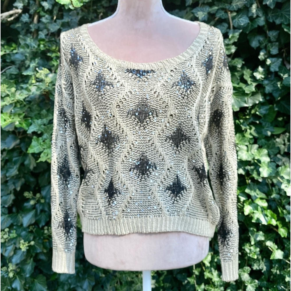 PRICELESS Crop Style Knit Sweater With Sequins